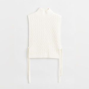 New w/o  tags: tH&M Premium White Cable-knit Mock Turtleneck Sweater Vest
